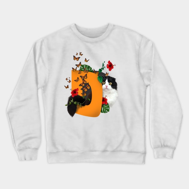 Cat and Butterflies Crewneck Sweatshirt by leBoosh-Designs